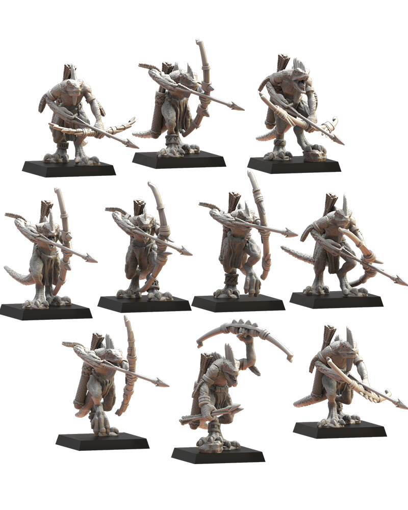 Cuetzpalli regiment with bows (x10) - TTRPG - Wargaming - Dungeons and Dragons