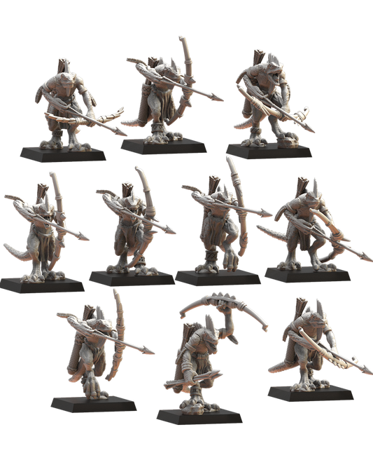 Cuetzpalli regiment with bows (x10) - TTRPG - Wargaming - Dungeons and Dragons