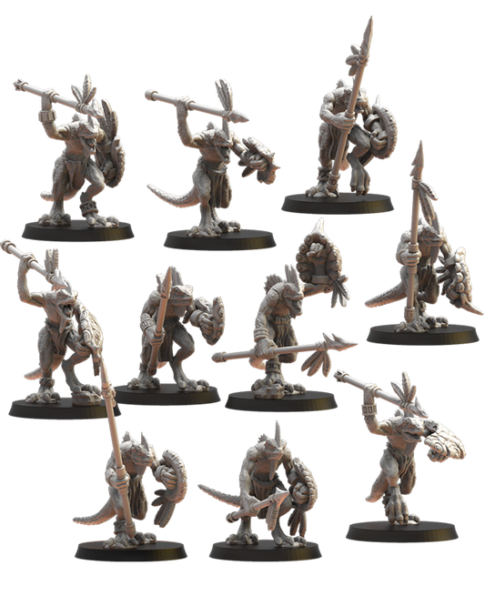 Cuetzpalli regiment with spears (x10) - Lizard-Men - TTRPG - Wargaming - Dungeons and Dragons