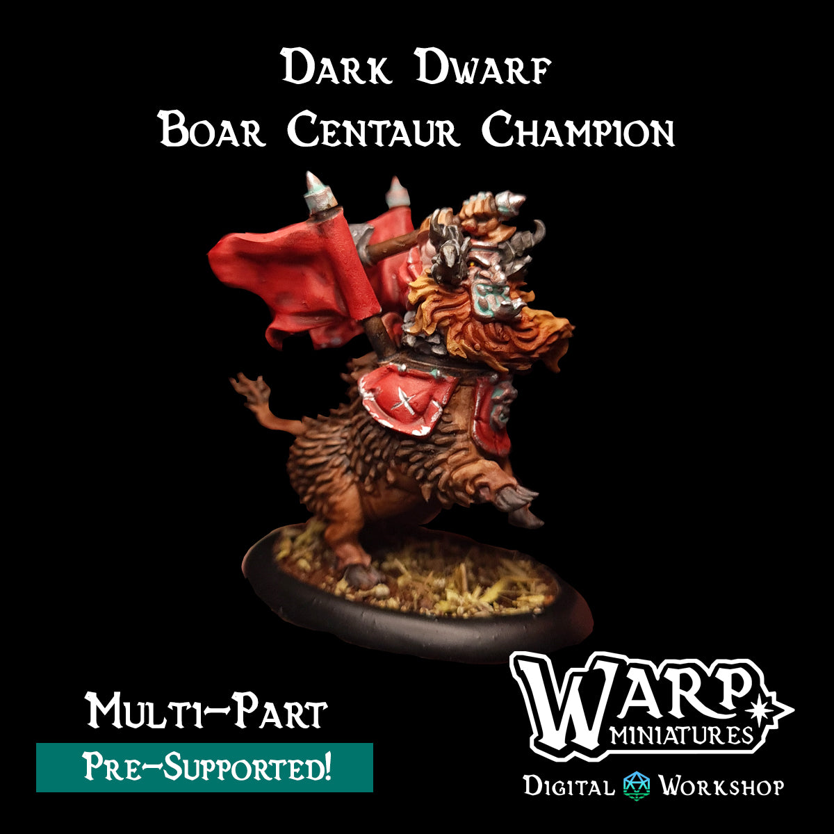 Dark Dwarf Boar Centaur Champion - TTRPG - Wargaming - Dungeons and Dragons