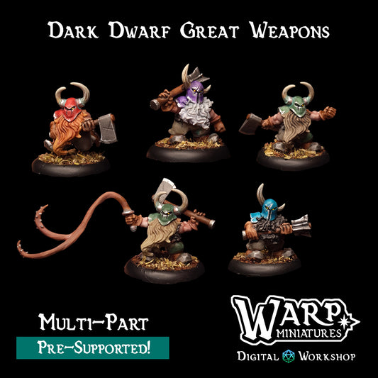 Dark Dwarf Great Weapons (x5) - TTRPG - Wargaming - Dungeons and Dragons