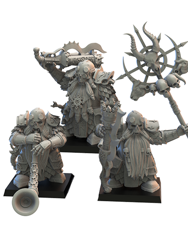 Death Guard Command Group (x3) Chaos Dwarves - TTRPG - Wargaming - Dungeons and Dragons