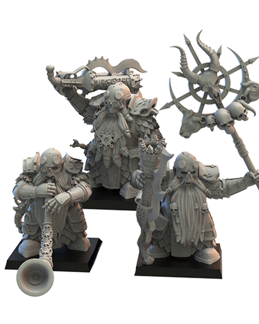 Death Guard Command Group (x3) Chaos Dwarves - TTRPG - Wargaming - Dungeons and Dragons