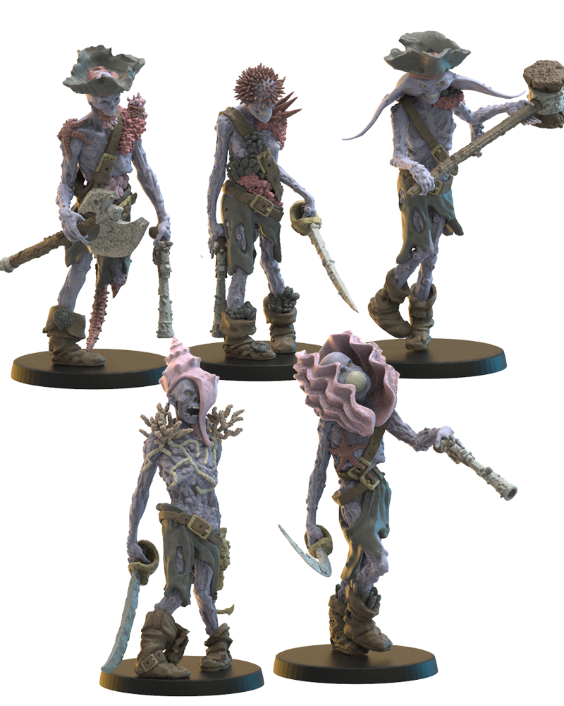 Deep Sea Zombies (x10) - Undead Pirates - TTRPG - Wargaming - Dungeons and Dragons