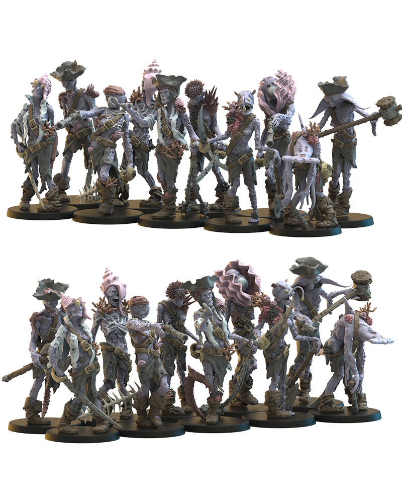 Deep Sea Zombies (x10) - Undead Pirates - TTRPG - Wargaming - Dungeons and Dragons