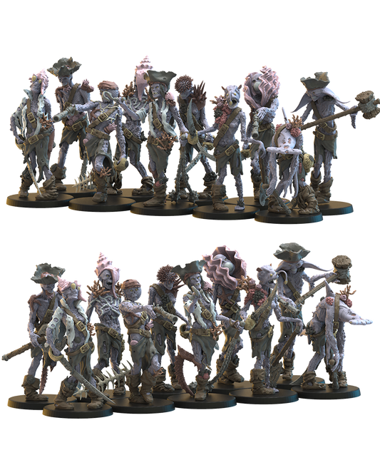 Deep Sea Zombies (x10) - Undead Pirates - TTRPG - Wargaming - Dungeons and Dragons