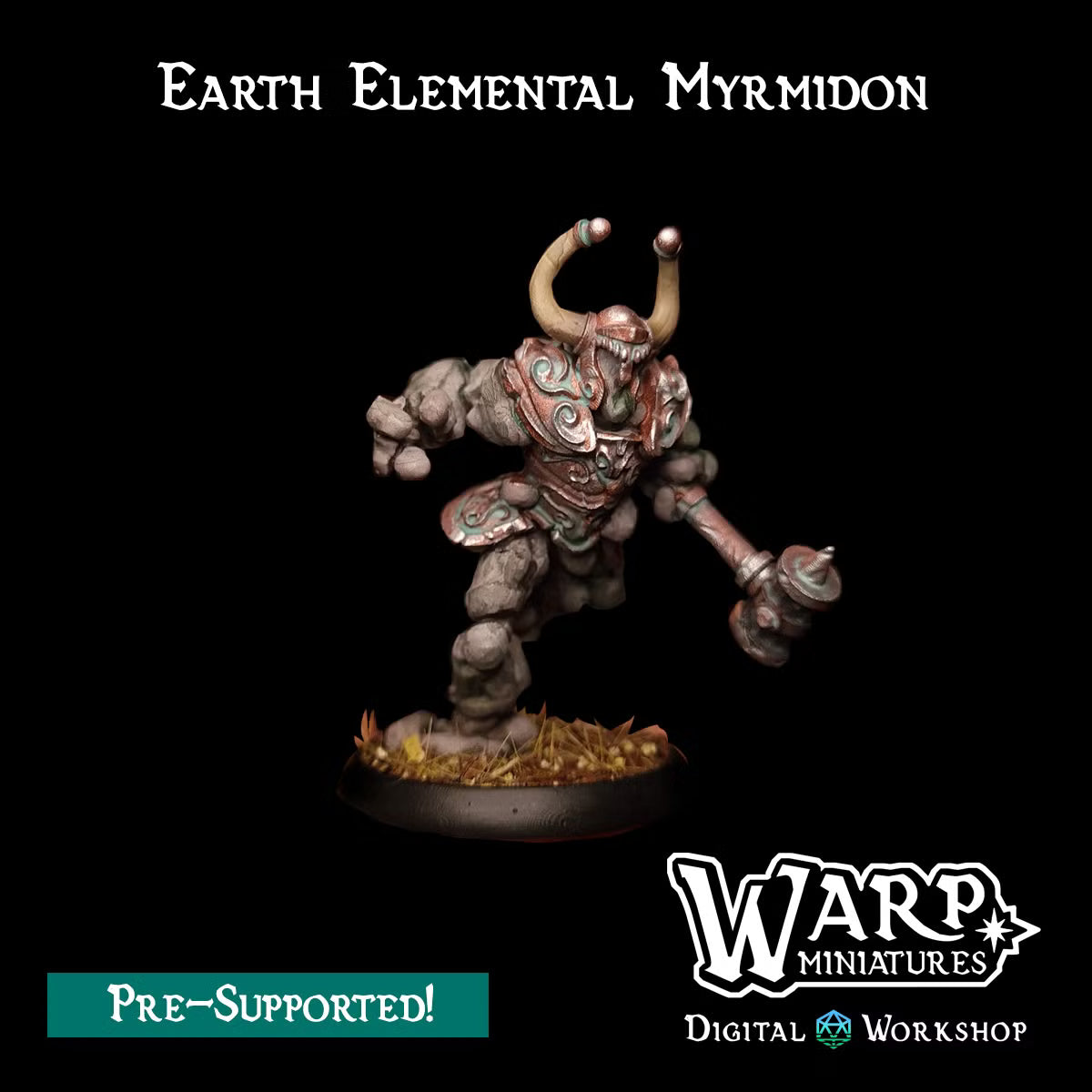 Earth Elemental Myrmidon - TTRPG - Wargaming - Dungeons and Dragons