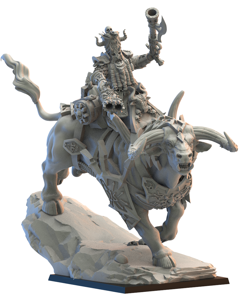Elite Guard Commander on Bull - Chaos Dwarves - TTRPG - Wargaming - Dungeons and Dragons