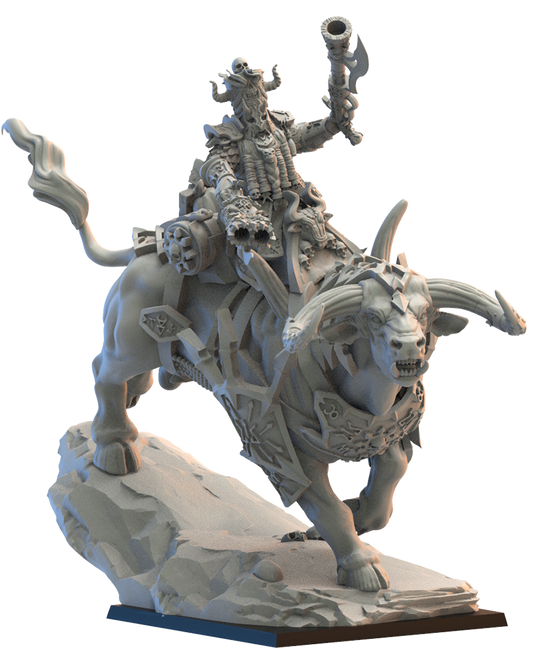 Commandant de la Garde d'élite sur taureau - Nains du Chaos - JDR - Wargaming - Donjons et Dragons
