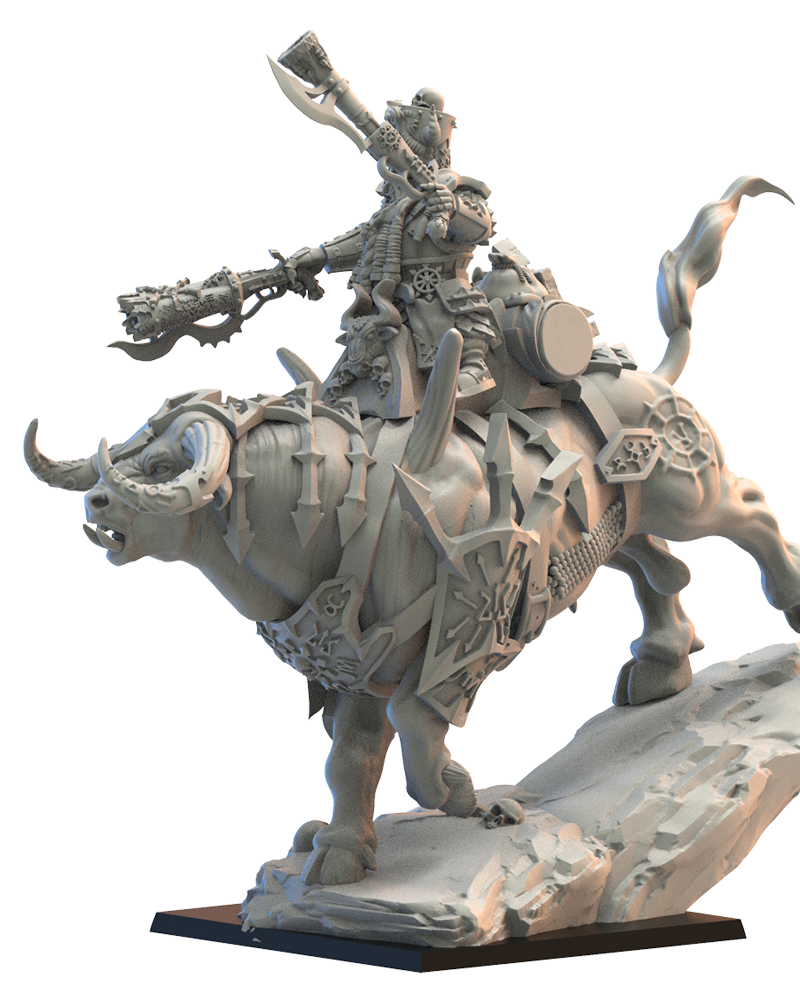 Elite Guard Commander on Bull - Chaos Dwarves - TTRPG - Wargaming - Dungeons and Dragons