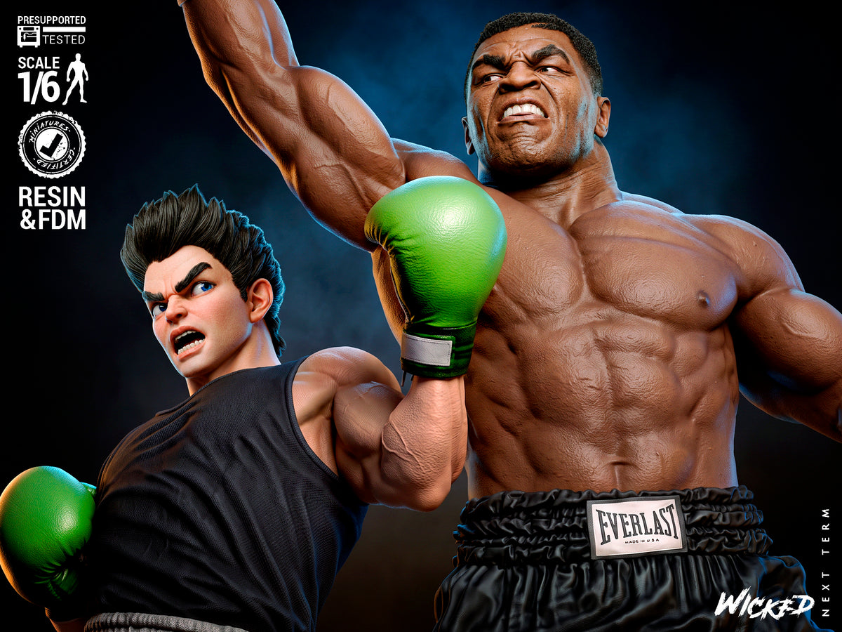 Mike Tyson vs Little Mac Diorama(75mm to 500mm) - Unassembled/Unpainted/3D Print