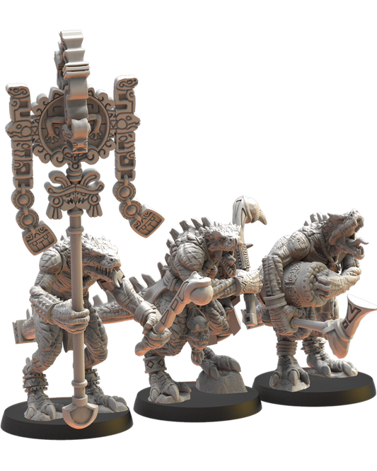 Ezocamatl Command Group (x3)- by Lost Kingdom - Lizard-Men - TTRPG - Wargaming - Dungeons and Dragons
