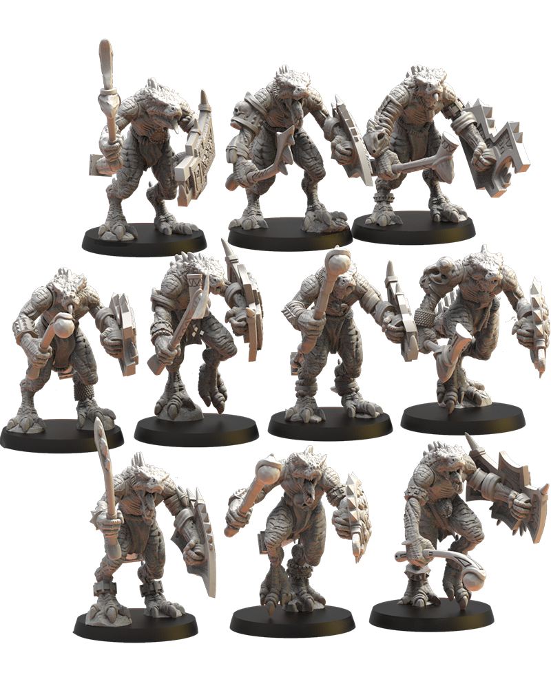 Ezocamatl Unit (x10)- Lizard Men - TTRPG - Wargaming - Dungeons and Dragons