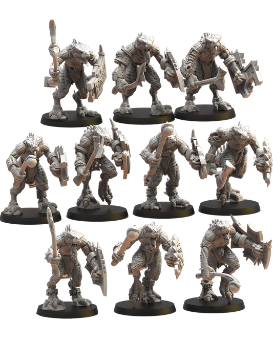 Ezocamatl Unit (x10)- Lizard Men - TTRPG - Wargaming - Dungeons and Dragons