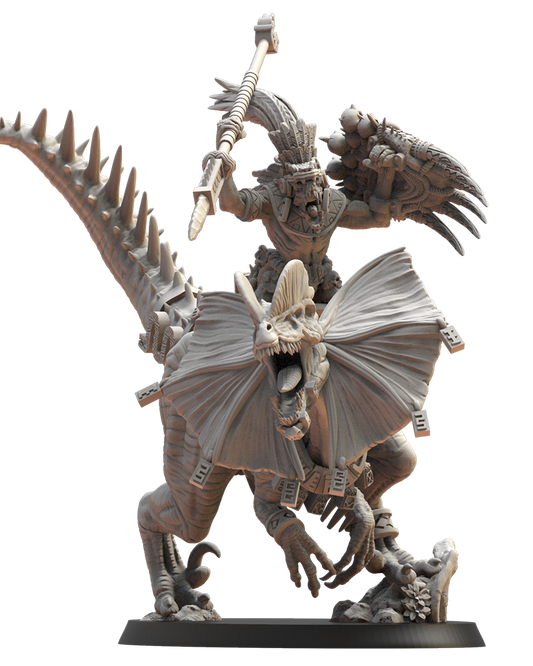 Ezocamtl General on Dilophosaurus - Lizard-Men - TTRPG - Wargaming - Dungeons and Dragons