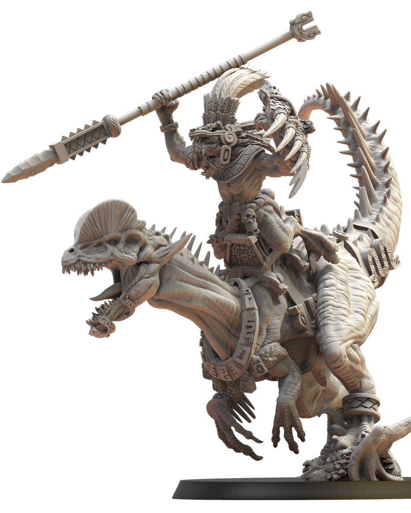 Ezocamtl General on Dilophosaurus - Lizard-Men - TTRPG - Wargaming - Dungeons and Dragons