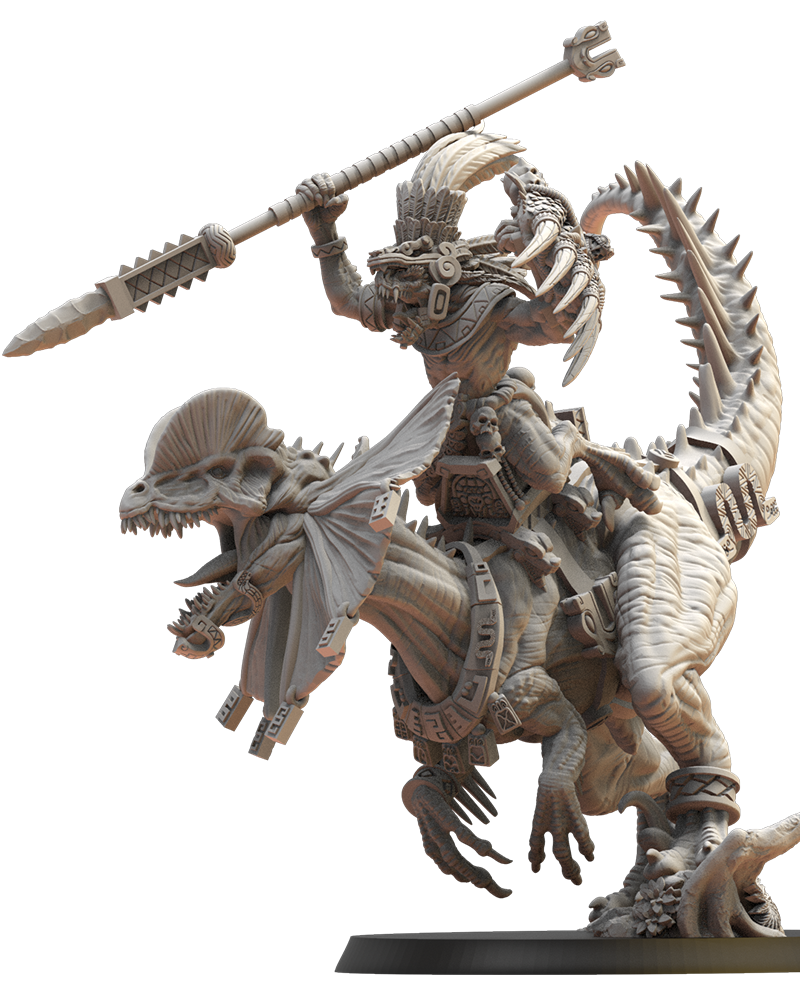 Ezocamtl General on Dilophosaurus - Lizard-Men - TTRPG - Wargaming - Dungeons and Dragons