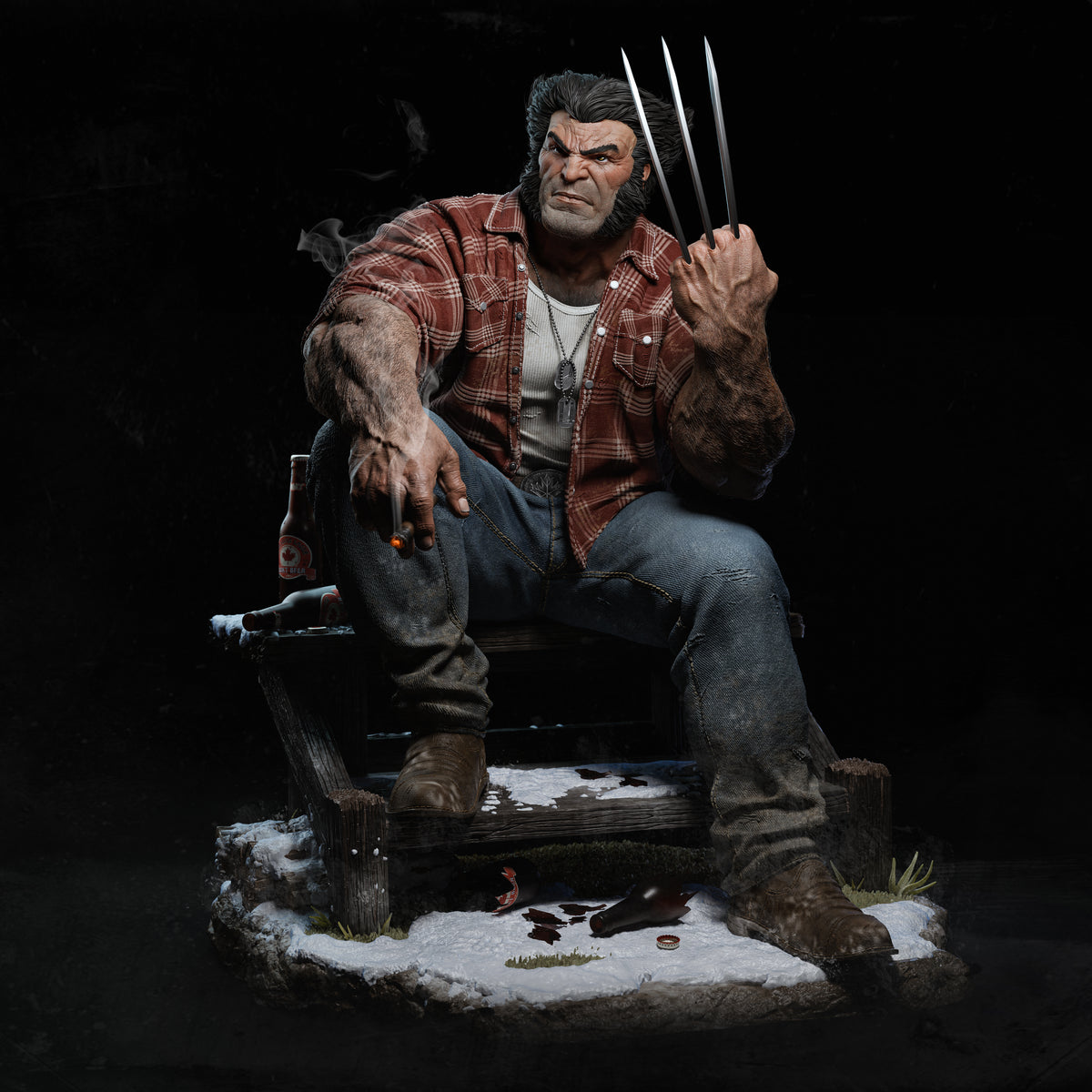 Sculpture Logan (75 mm à 500 mm) - Non assemblée/Non peinte/Impression 3D