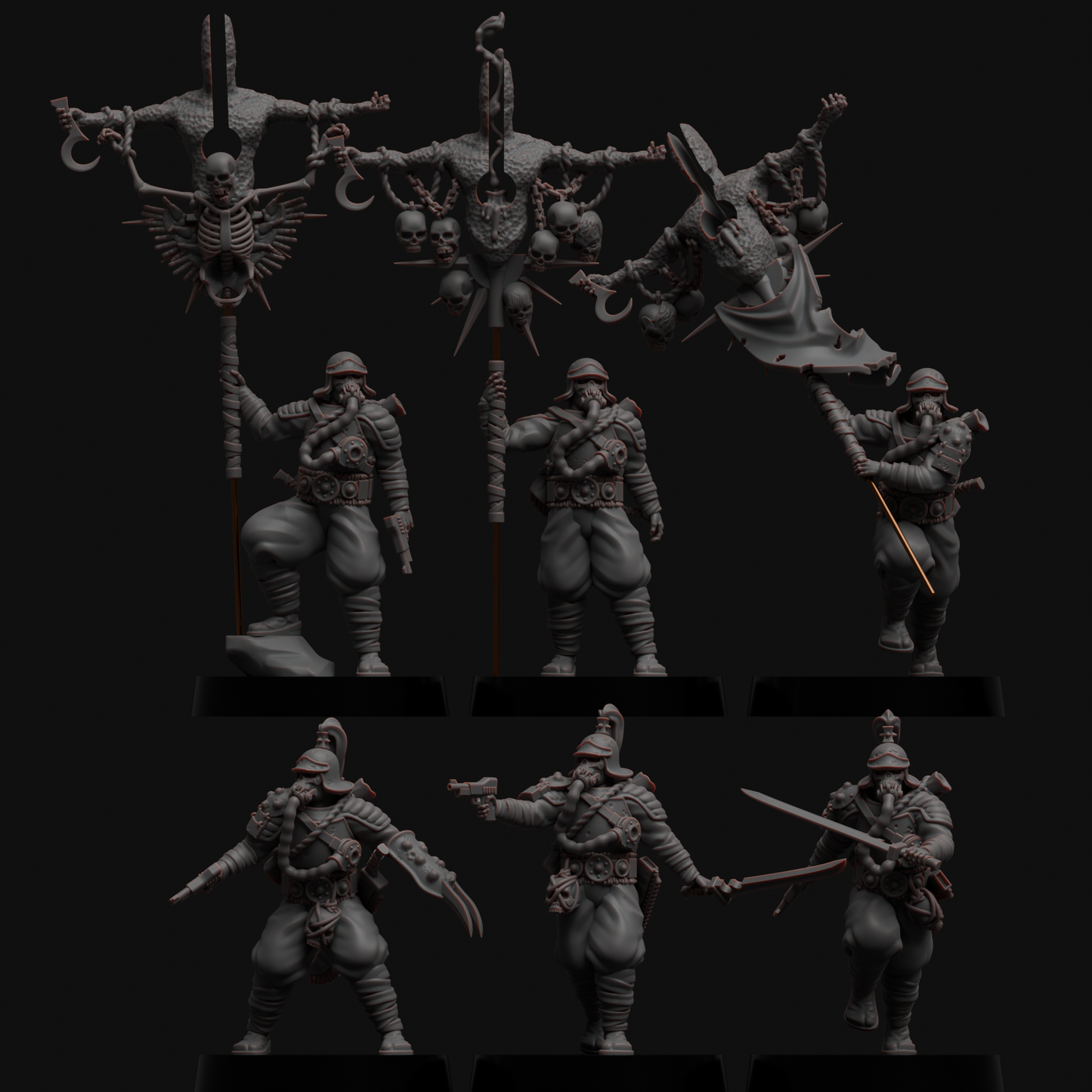 Thul Command and Flesh Doctor (x9) - TTRPG - Wargaming - Grimdark