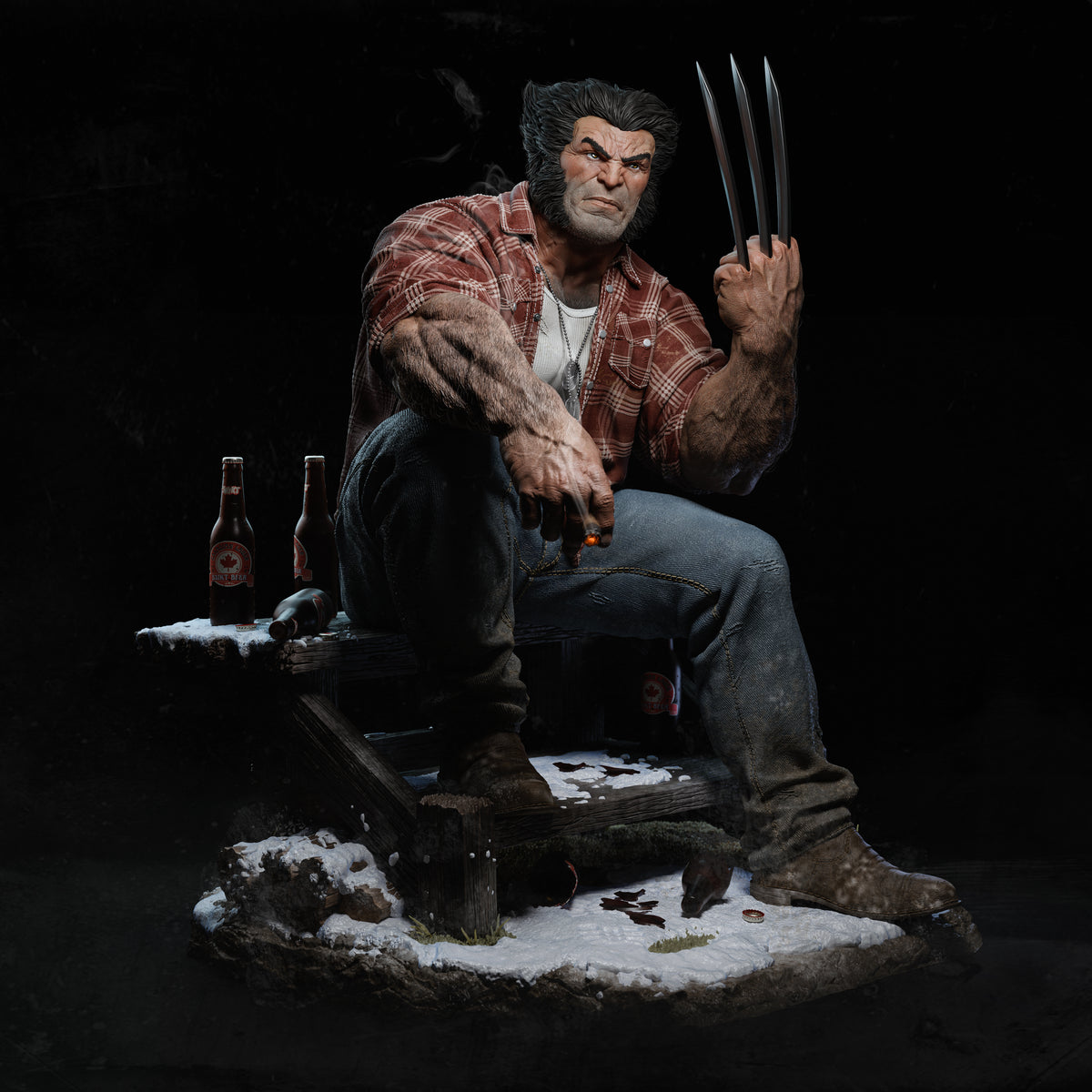 Sculpture Logan (75 mm à 500 mm) - Non assemblée/Non peinte/Impression 3D