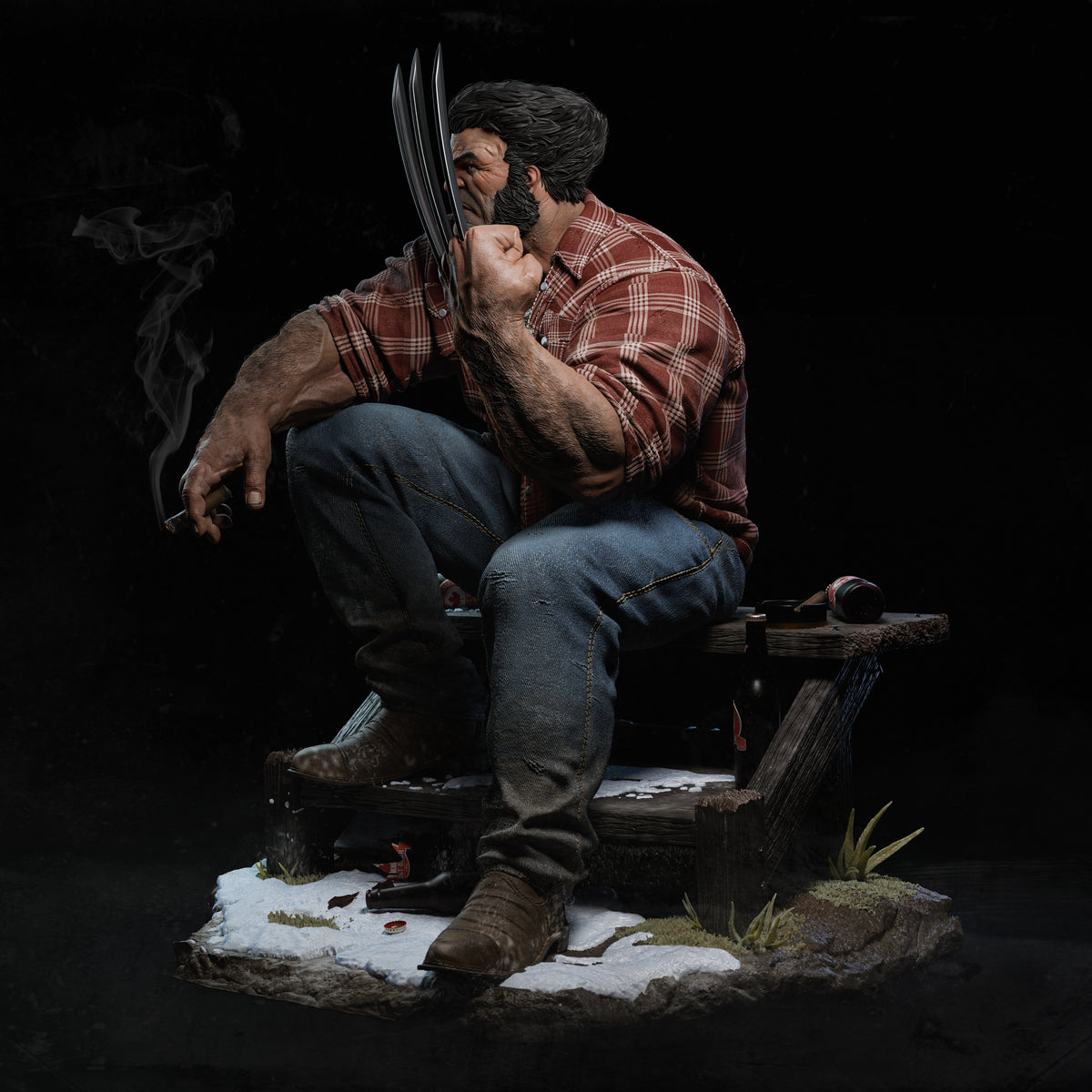 Sculpture Logan (75 mm à 500 mm) - Non assemblée/Non peinte/Impression 3D