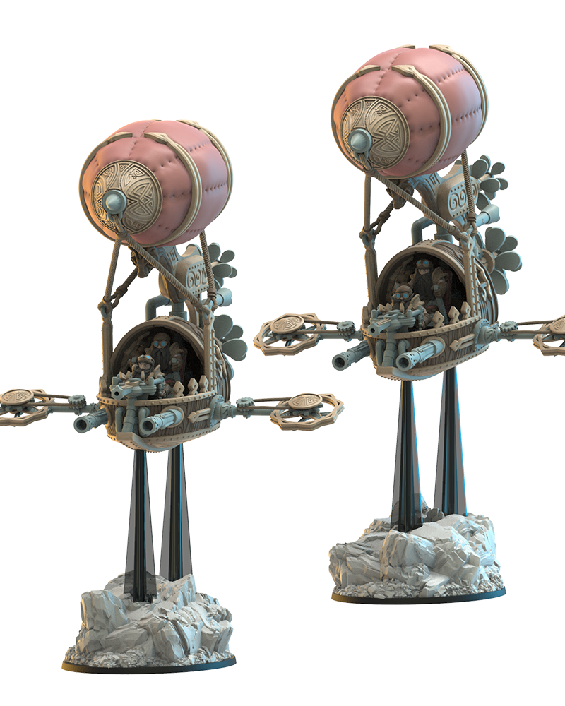 Fugl Airkopters (x2) - Dwarven Airship - TTRPG - Wargaming - LOTR - Dungeons and Dragons