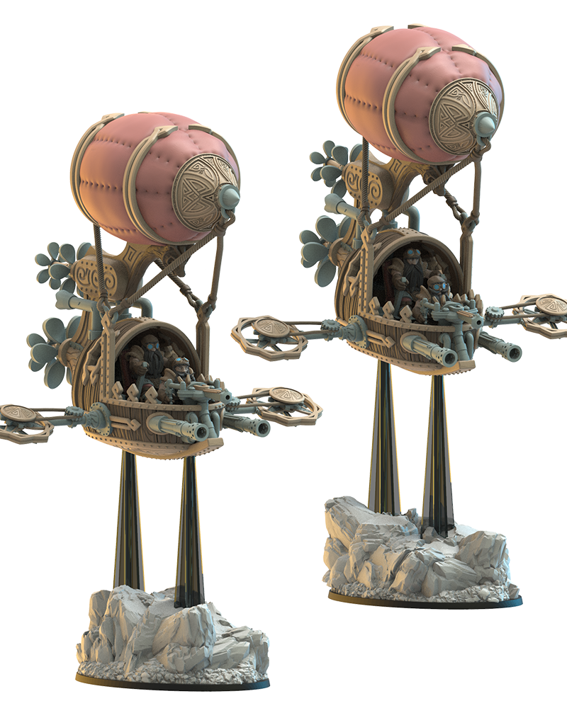 Fugl Airkopters (x2) - Dwarven Airship - TTRPG - Wargaming - LOTR - Dungeons and Dragons