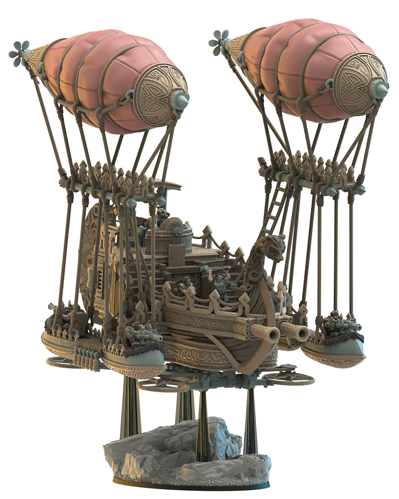 Fugl Airship - Dwarven Airship - Dungeons and Dragons - by Lost Kingdom - Tabletop RPG Miniature - Roleplaying 3D Printed Fantasy Mini