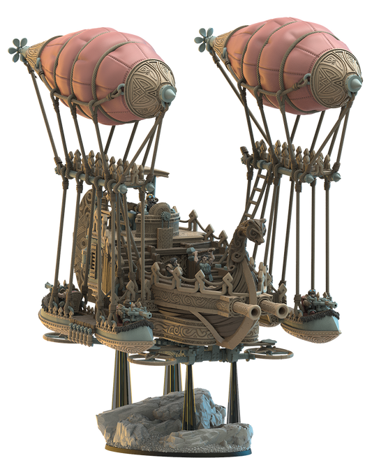 Fugl Airship - Dwarven Airship - Dungeons and Dragons - by Lost Kingdom - Tabletop RPG Miniature - Roleplaying 3D Printed Fantasy Mini