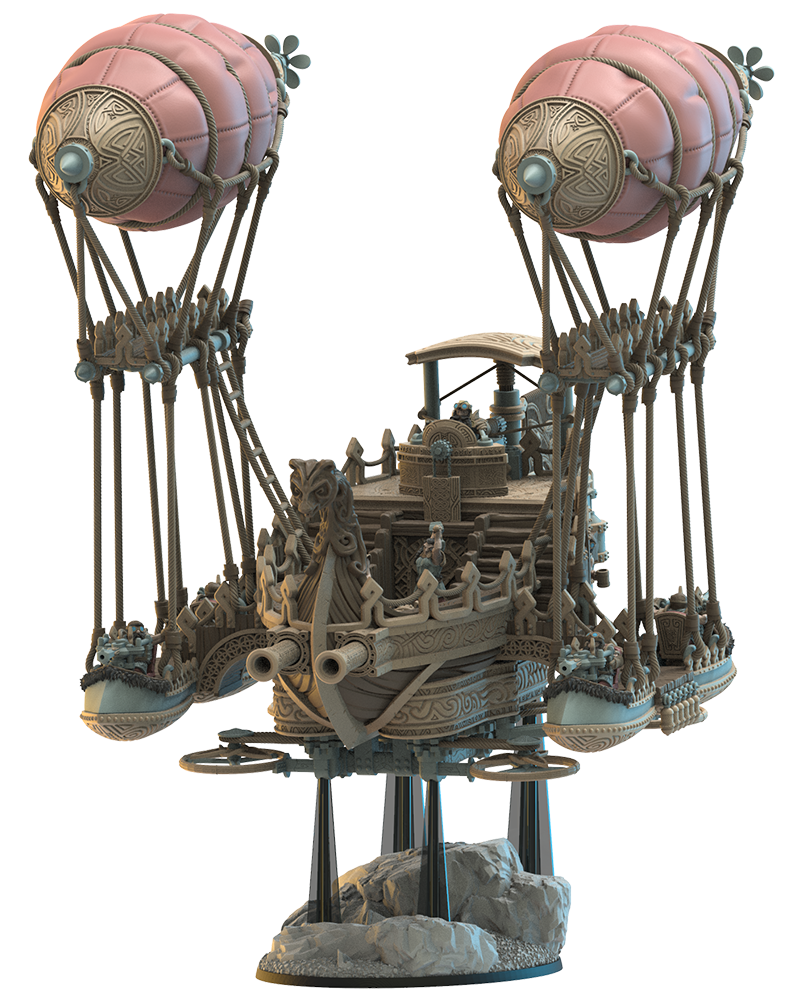 Fugl Airship - Dwarven Airship - Dungeons and Dragons - by Lost Kingdom - Tabletop RPG Miniature - Roleplaying 3D Printed Fantasy Mini