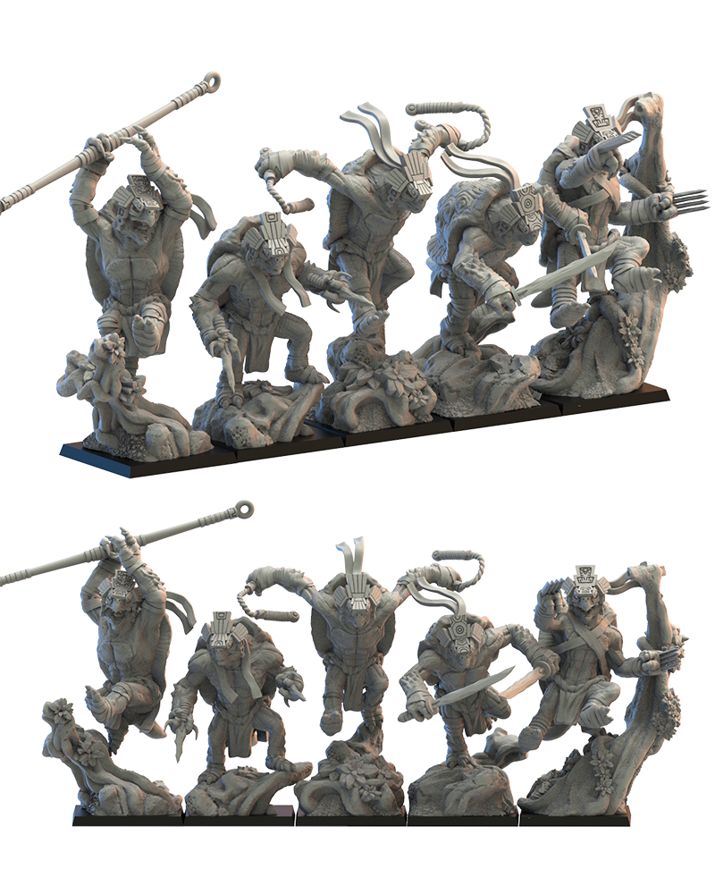 Cowabunga Ayotl Squad (x5) - Lizard-Men - TTRPG - Wargaming - Dungeons and Dragons