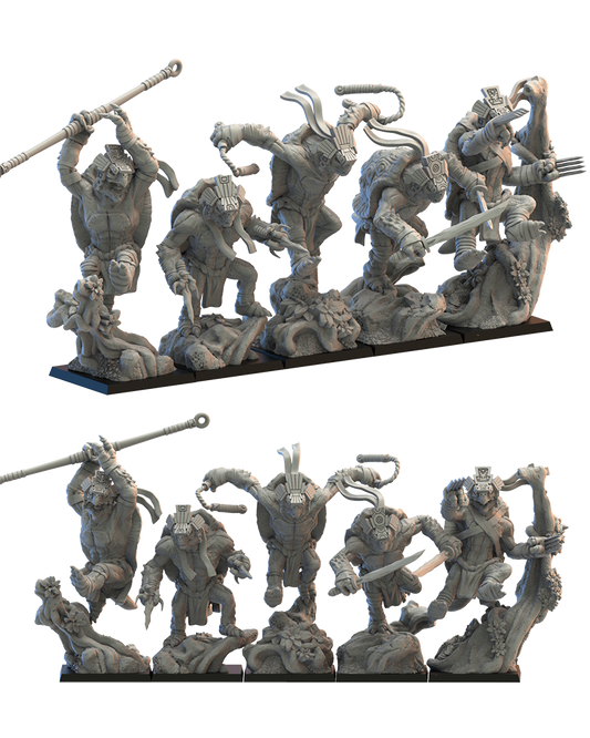 Cowabunga Ayotl Squad (x5) - Lizard-Men - TTRPG - Wargaming - Dungeons and Dragons