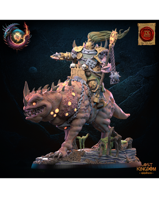 Chevalier héros guerrier de la gourmandise sur bête putride - Guerriers des dieux sombres - JDR - Wargaming - Donjons et Dragons