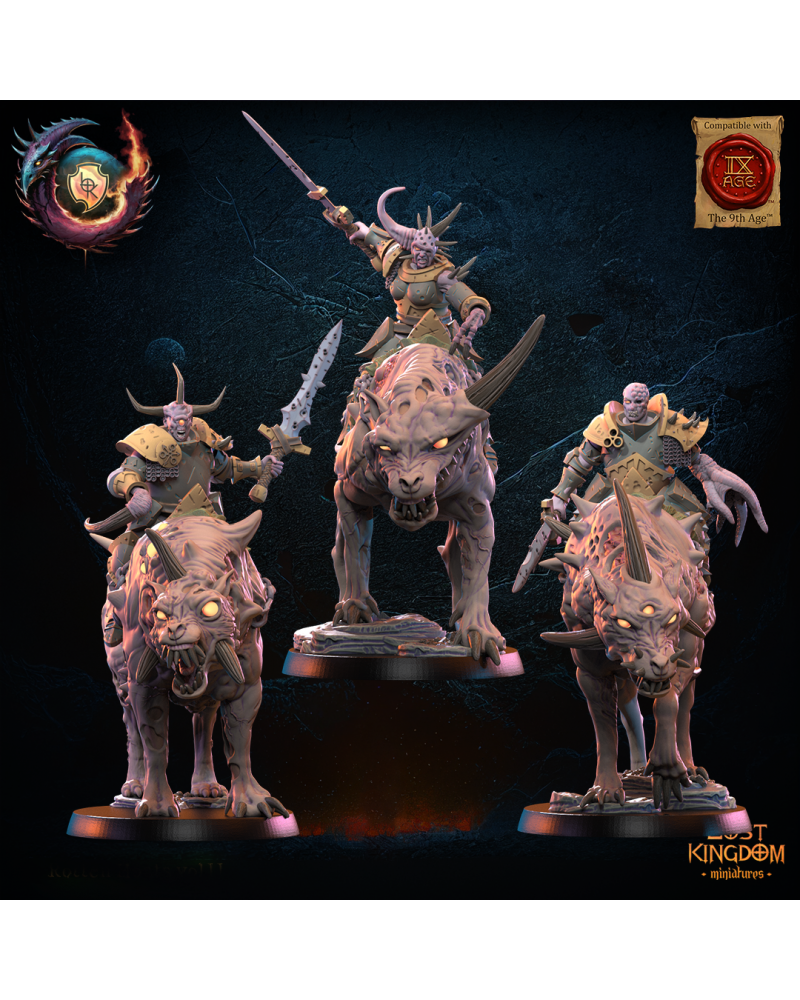 Gluttony Warriors Knights on Rotten Wolfs (x3) - Warriors of the Dark Gods - TTRPG - Wargaming - Dungeons and Dragons