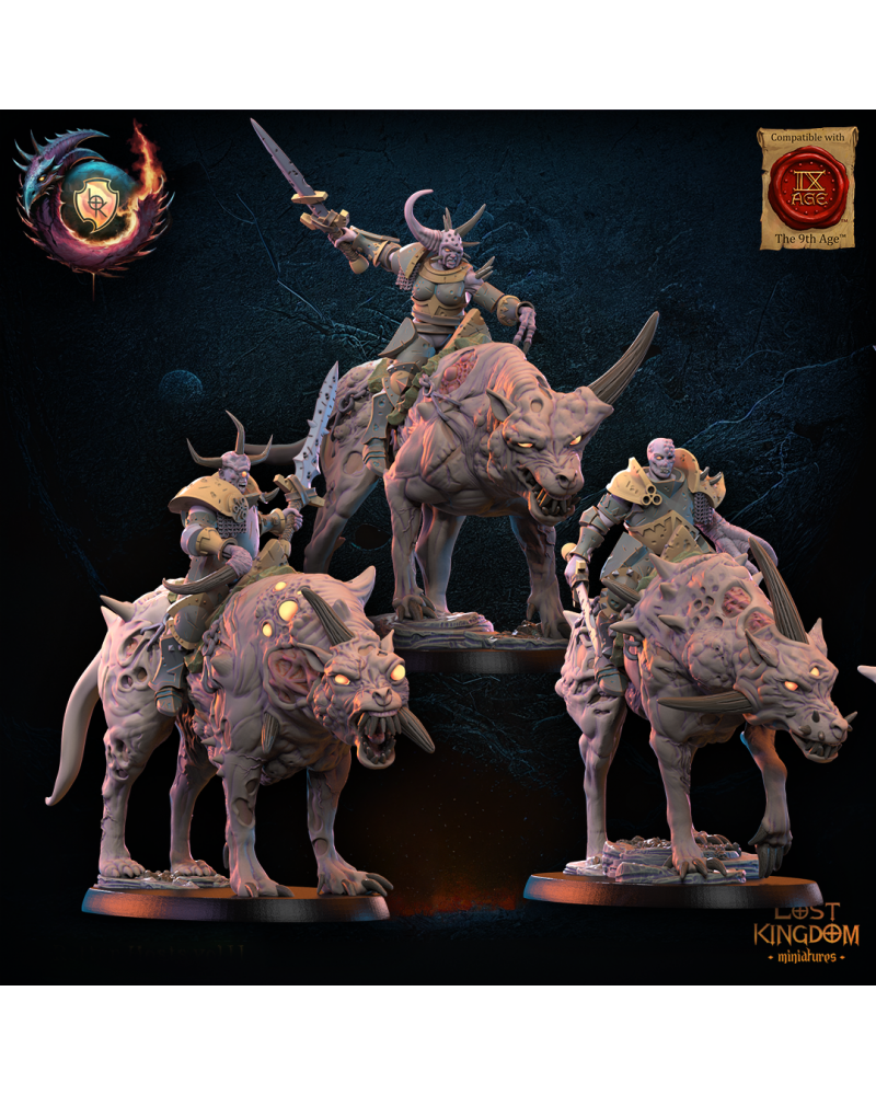 Gluttony Warriors Knights on Rotten Wolfs (x3) - Warriors of the Dark Gods - TTRPG - Wargaming - Dungeons and Dragons