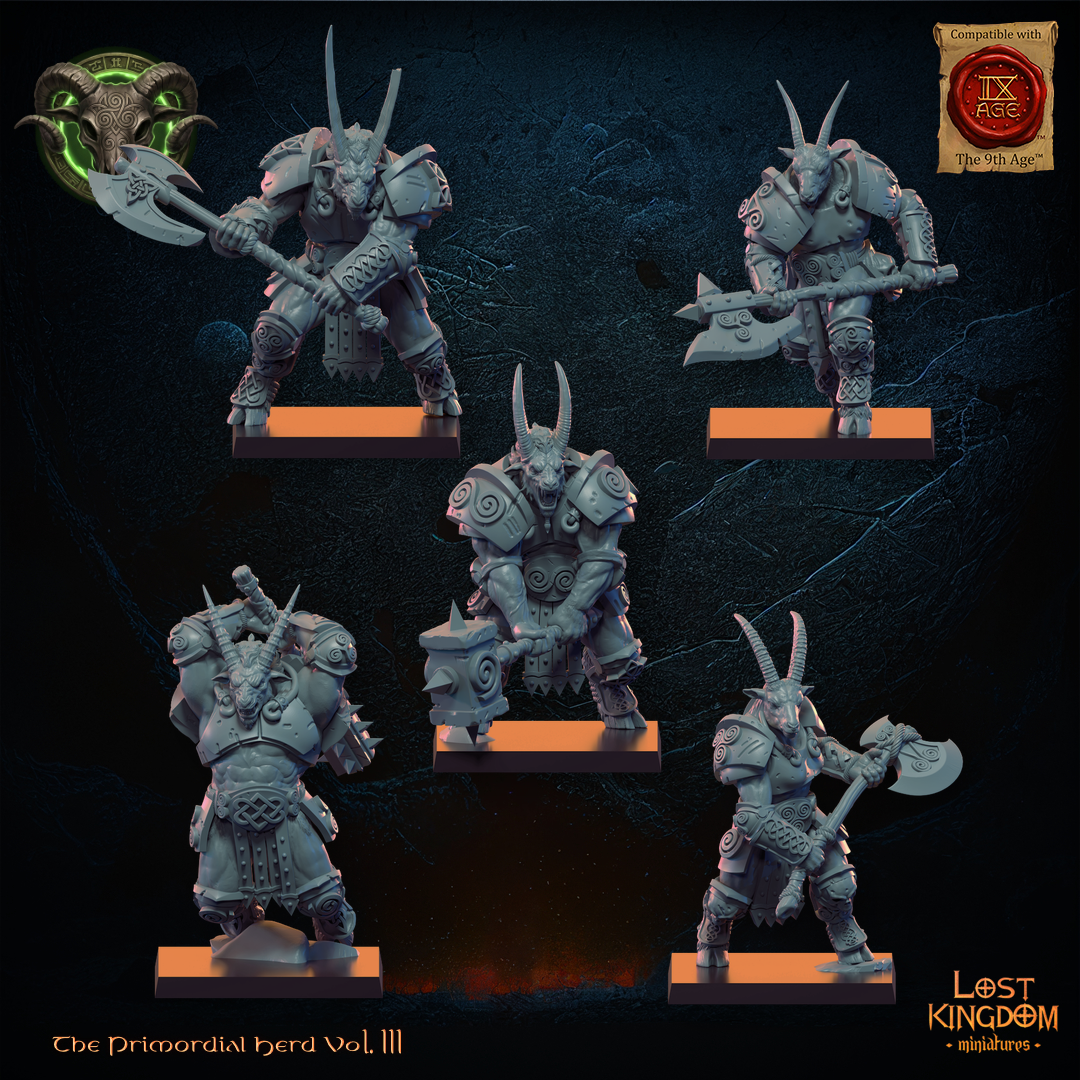 Longhorn Herd (x10) - Beast-Men - TTRPG - Wargaming - Dungeons and Dragons