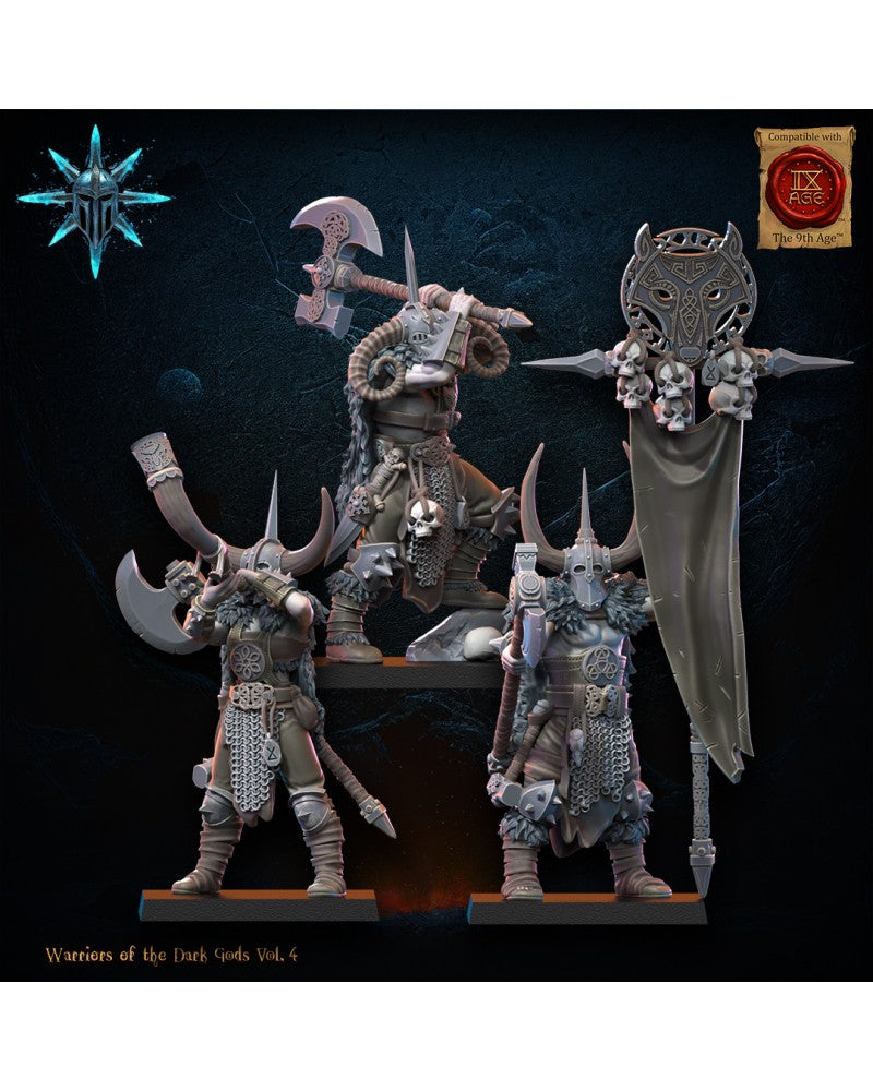 Heavy Weapon Barbarian Command Group (x3) - Warriors of the Dark Gods - TTRPG - Wargaming - Dungeons and Dragons