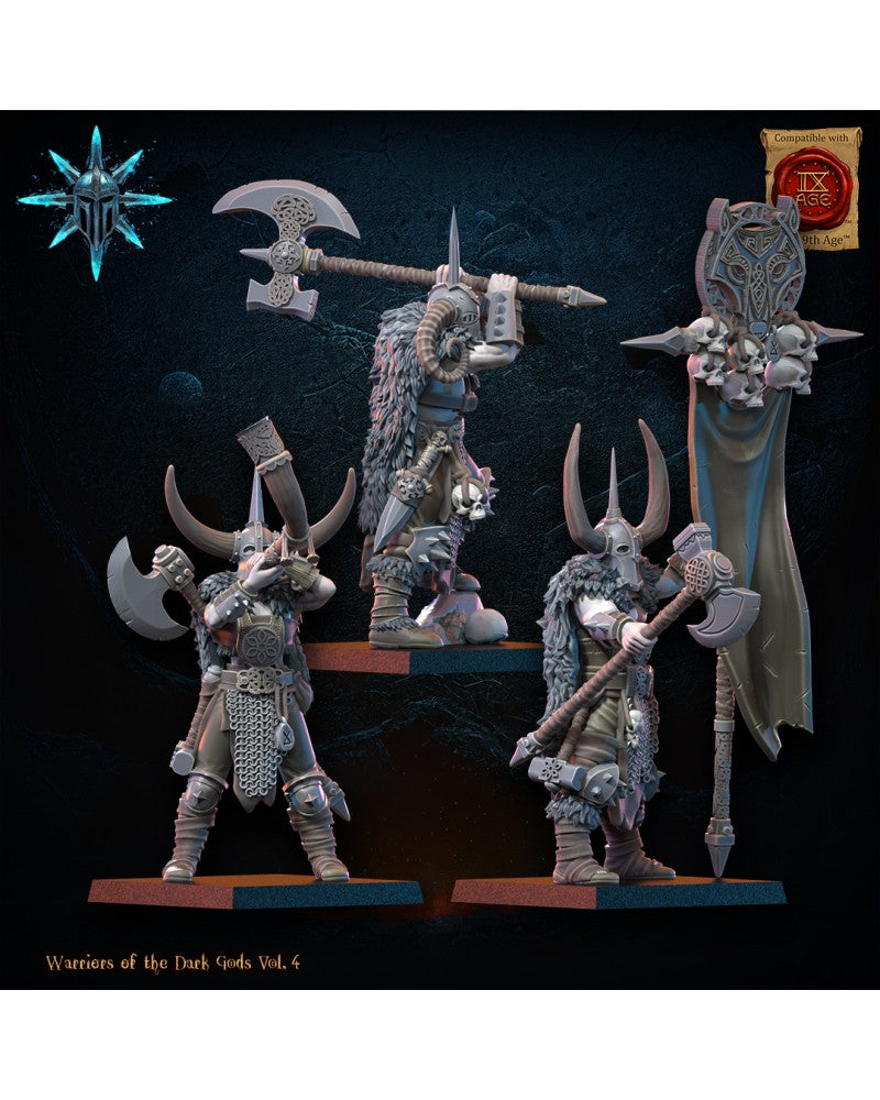 Heavy Weapon Barbarian Command Group (x3) - Warriors of the Dark Gods - TTRPG - Wargaming - Dungeons and Dragons