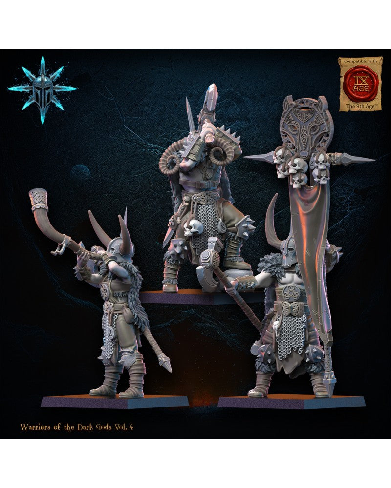 Heavy Weapon Barbarian Command Group (x3) - Warriors of the Dark Gods - TTRPG - Wargaming - Dungeons and Dragons