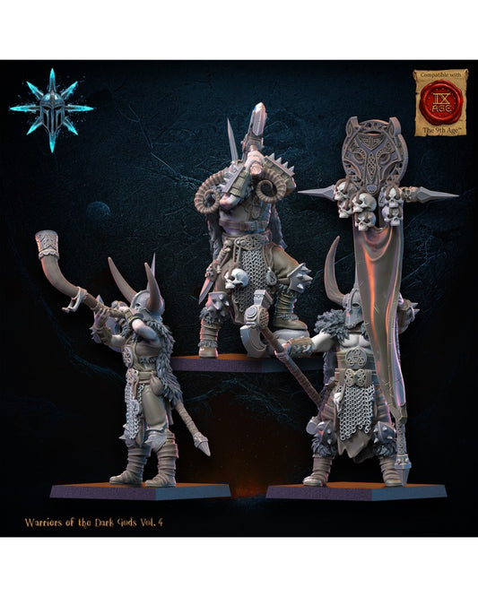 Heavy Weapon Barbarian Command Group (x3) - Warriors of the Dark Gods - TTRPG - Wargaming - Dungeons and Dragons