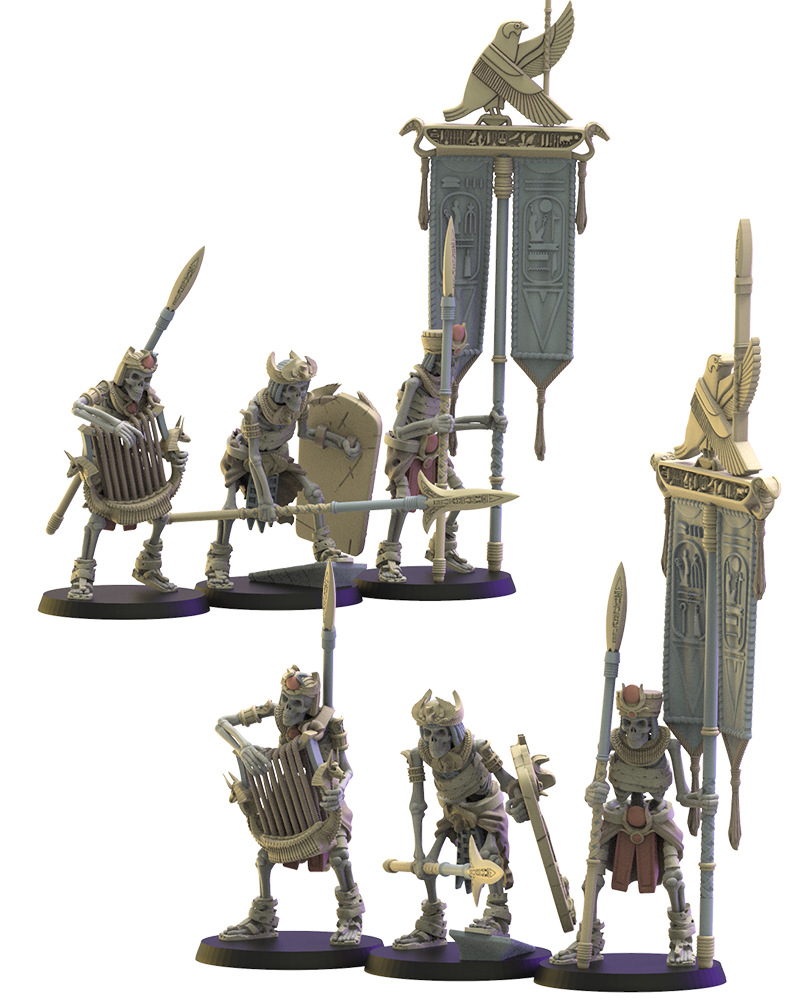 Hurus Spearmen CG (x3) - Tomb Kings - Undead - TTRPG - Wargaming - Dungeons and Dragons