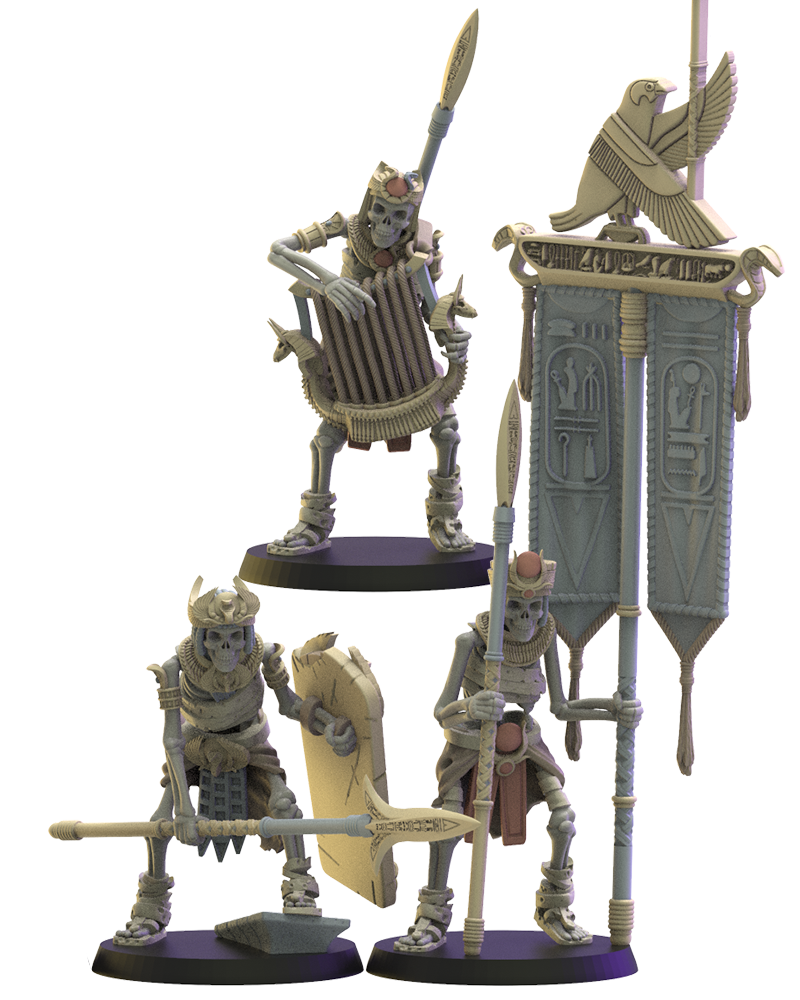 Hurus Spearmen CG (x3) - Tomb Kings - Undead - TTRPG - Wargaming - Dungeons and Dragons