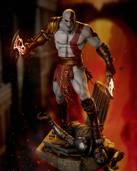 Kratos; God of war Sculpture (75mm to 500mm) - Unassembled/Unpainted/3D Print
