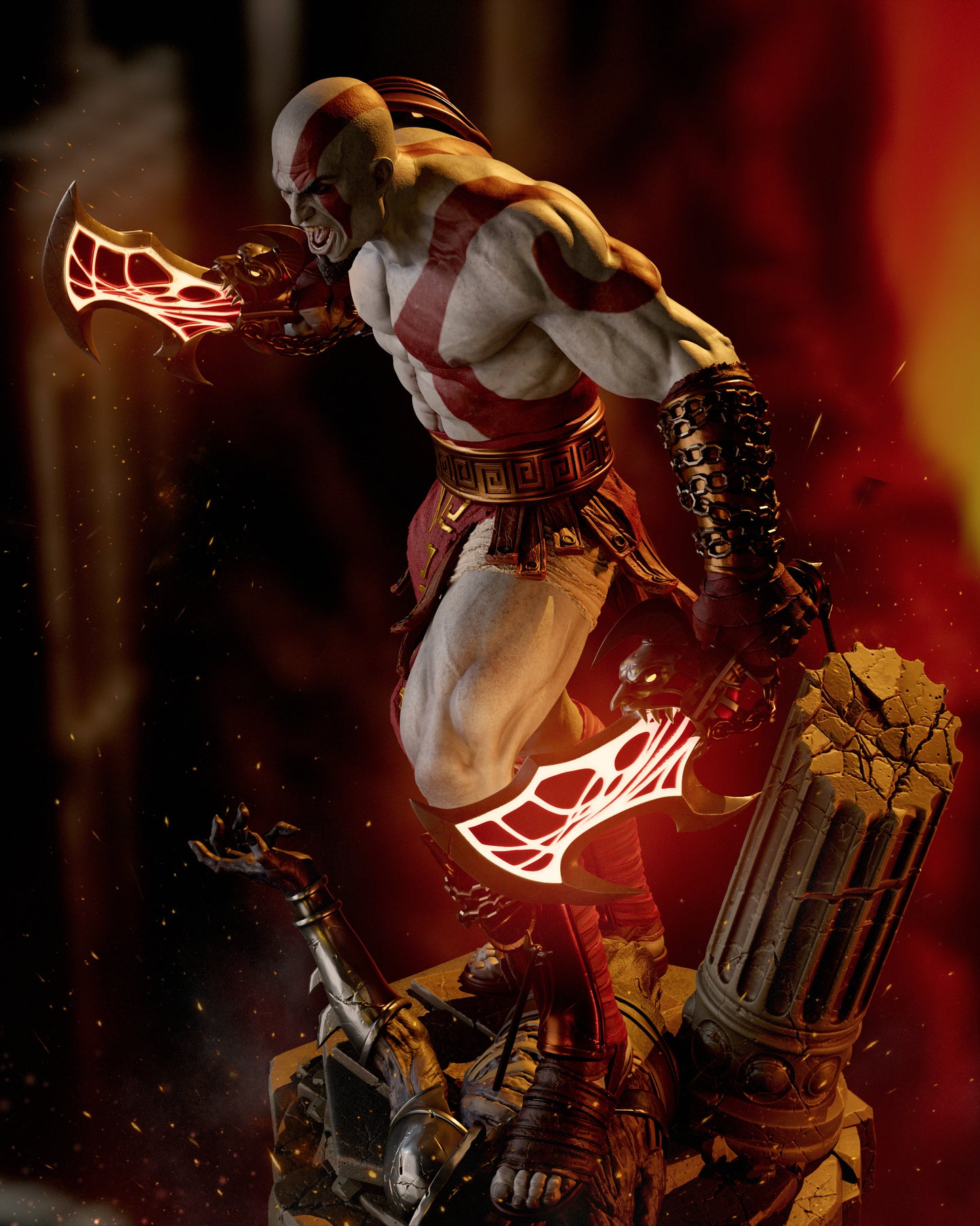 Kratos; God of war Sculpture (75mm to 500mm) - Unassembled/Unpainted/3D Print
