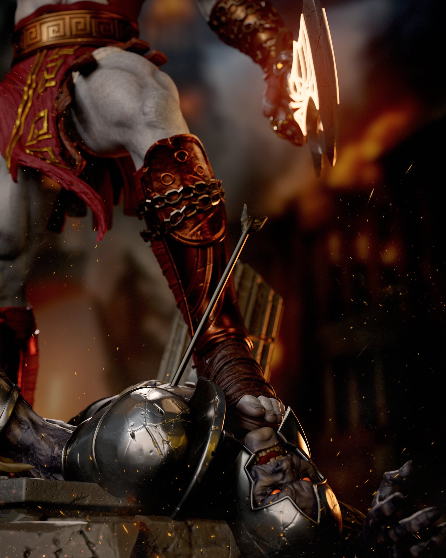 Kratos; God of war Sculpture (75mm to 500mm) - Unassembled/Unpainted/3D Print