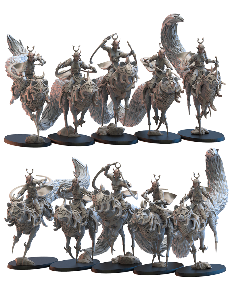 Kamaitachi riders (x5) Night Elves - TTRPG - Wargaming - Dungeons and Dragons