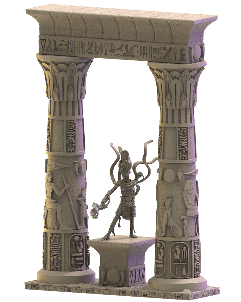 Keket, Necrosorceress on Hamunaptra columns - Tomb Kings - Undead - TTRPG - Wargaming - Dungeons and Dragons