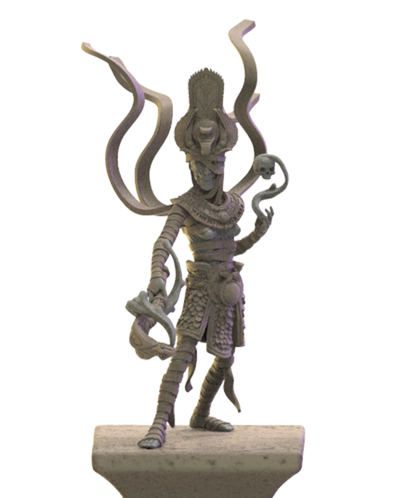 Keket, Necrosorceress on Hamunaptra columns - Tomb Kings - Undead - TTRPG - Wargaming - Dungeons and Dragons