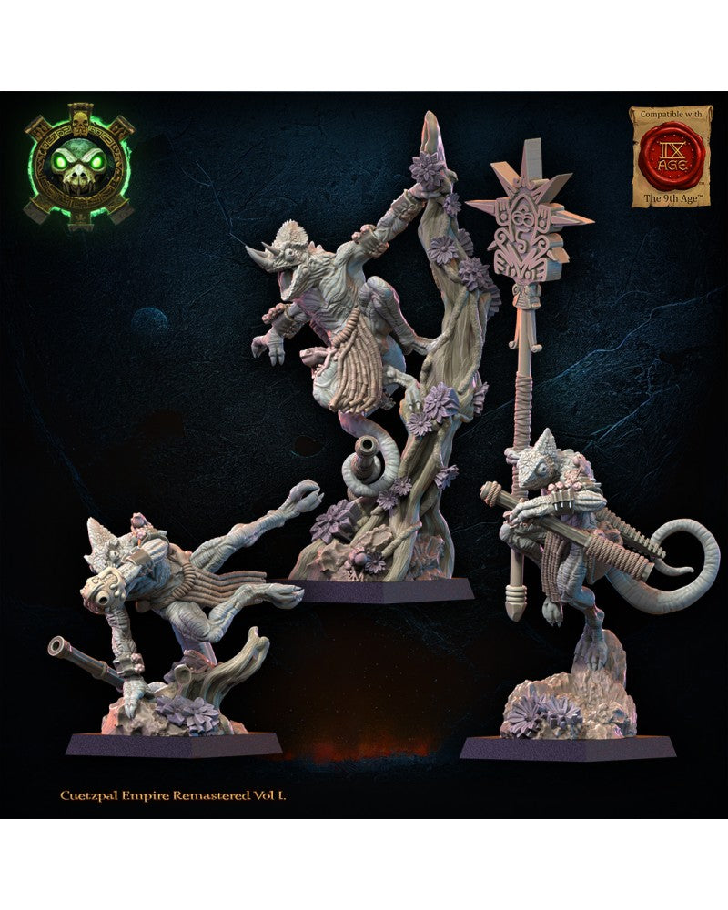 Kuaxotl Unit with blowpipes CG (x3) - Lizard-Men - TTRPG - Wargaming - Dungeons and Dragons