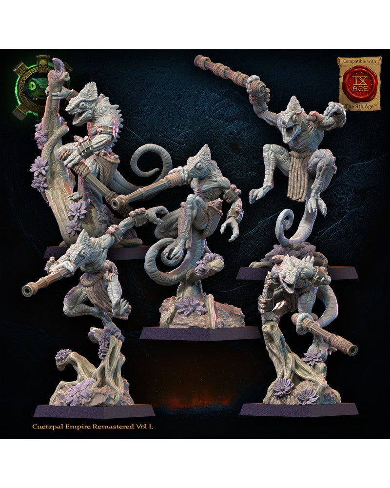 Kuaxotl Unit with blowpipes (x10) - Lizard-Men - TTRPG - Wargaming - Dungeons and Dragons